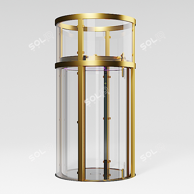 Sleek Glass Round Elevator with 3D Ceiling 3D model image 1