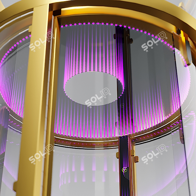 Sleek Glass Round Elevator with 3D Ceiling 3D model image 2