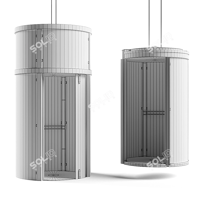 Sleek Glass Round Elevator with 3D Ceiling 3D model image 5