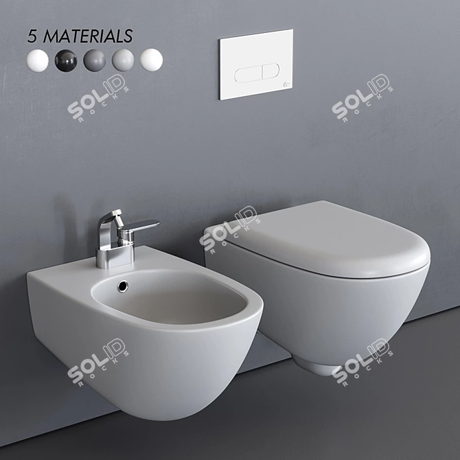 Flaminia Spin Wall-Hung Toilet & Bidet 3D model image 1