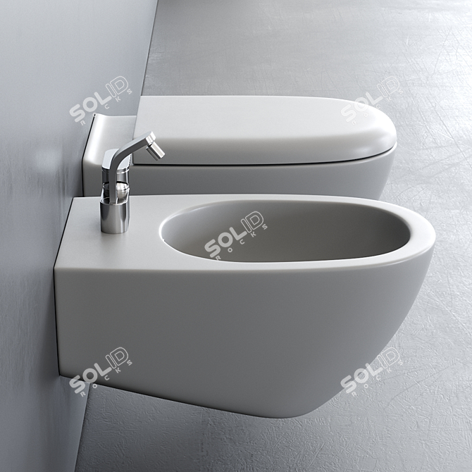 Flaminia Spin Wall-Hung Toilet & Bidet 3D model image 2