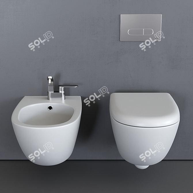 Flaminia Spin Wall-Hung Toilet & Bidet 3D model image 3