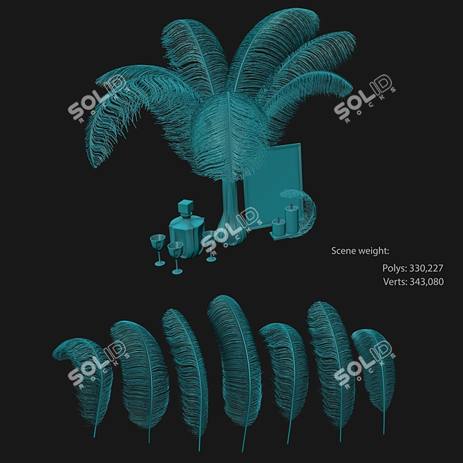 Elegant Ostrich Feather Centerpiece Kit 3D model image 1