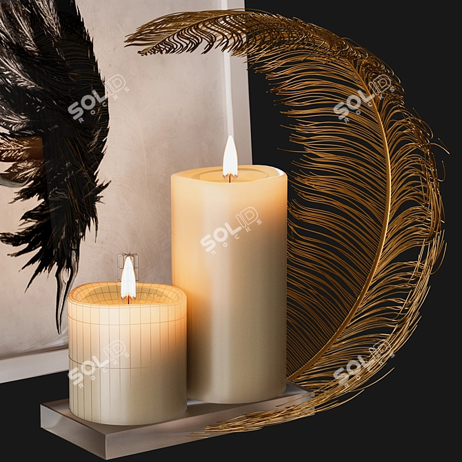 Elegant Ostrich Feather Centerpiece Kit 3D model image 2