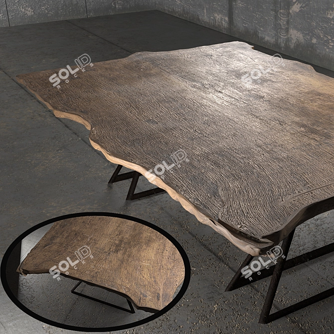 Live Edge Walnut Slab Dining Table 3D model image 1