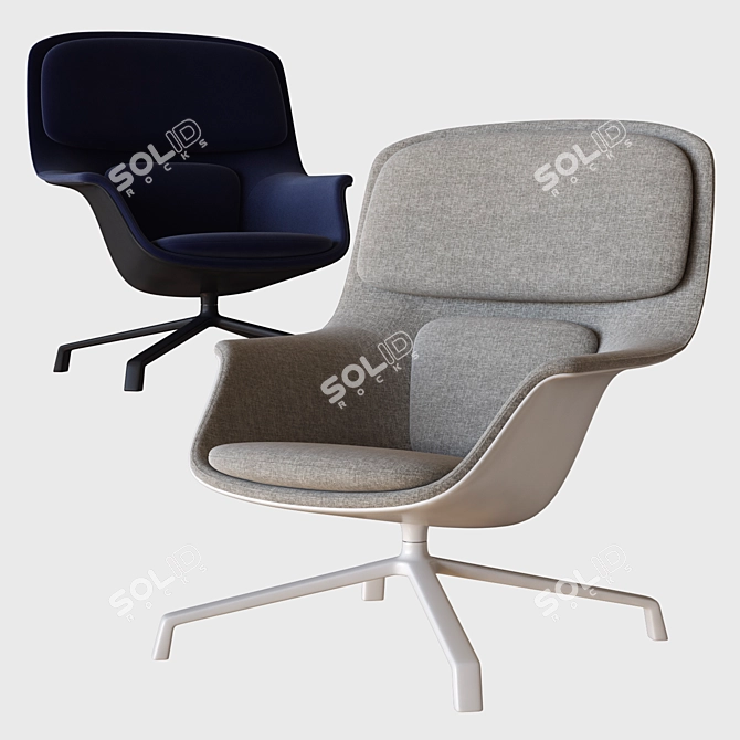 Modern Striad Swivel Armchair 3D model image 2