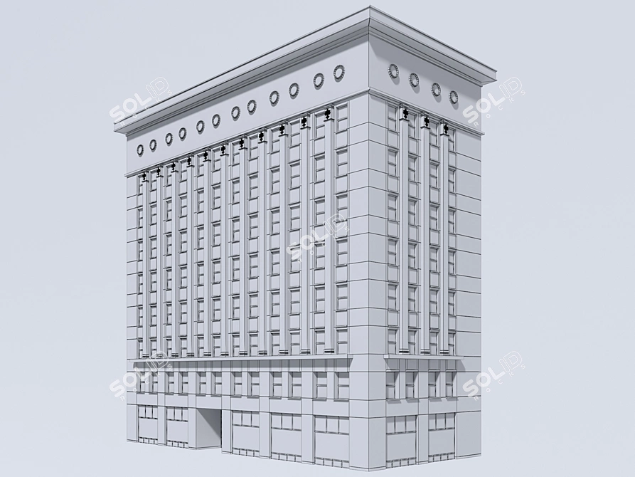 Modern Geometric Spline Facade 3D model image 4