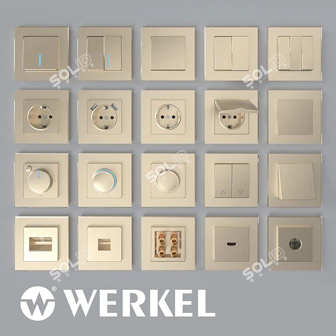 Product Title: Werkel Champagne Corrugated Sockets & Switches 3D model image 1