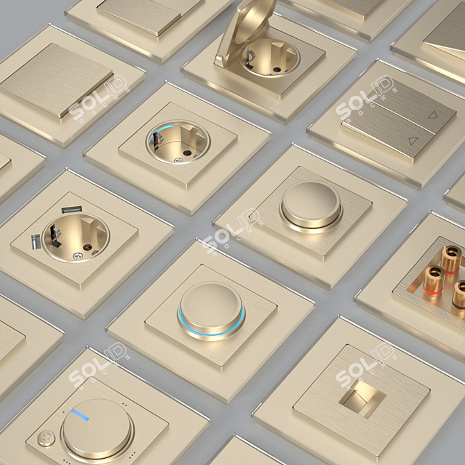 Product Title: Werkel Champagne Corrugated Sockets & Switches 3D model image 2