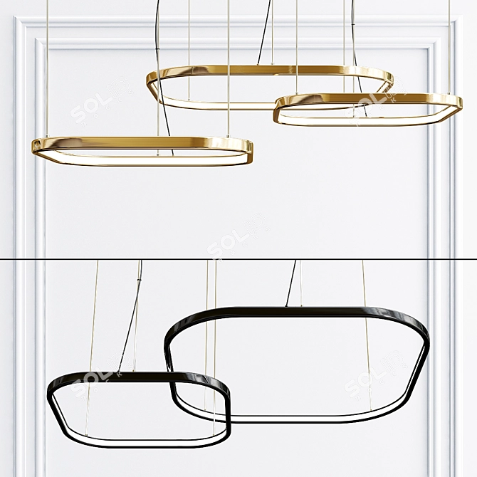 Zero Square: Sleek LED Pendant 3D model image 3