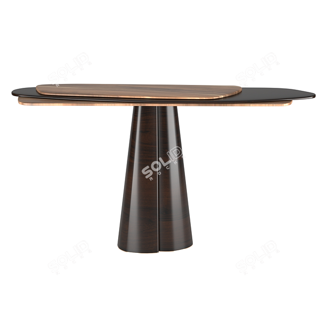 Modern Brass and Wood Console 3D model image 1