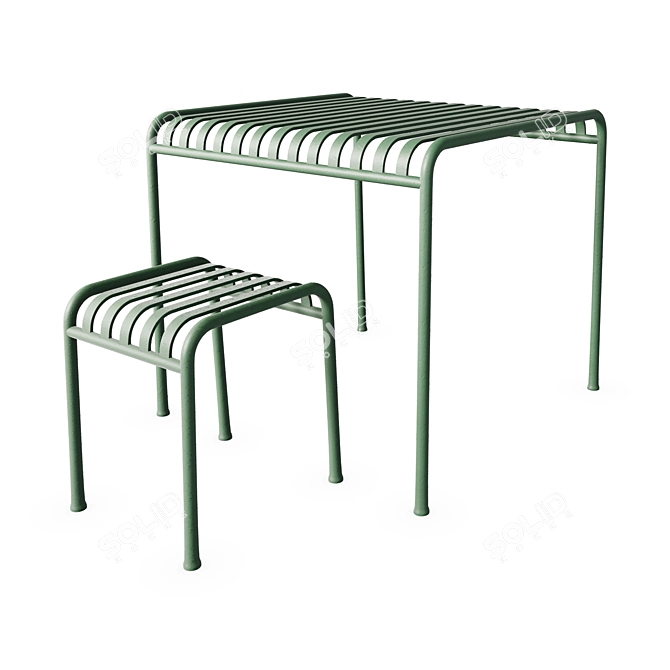 Palissade Table Stool: Sleek and Versatile 3D model image 1