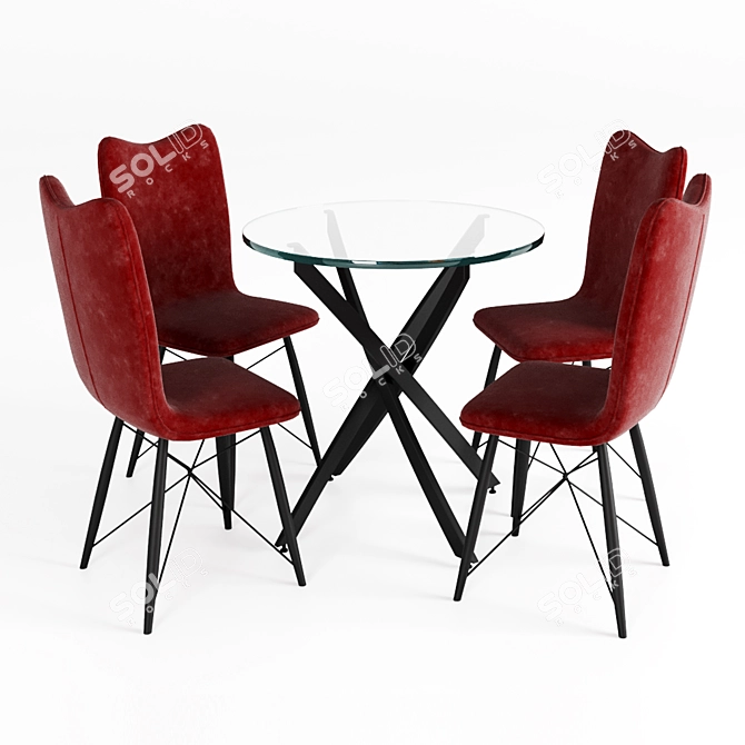 Sleek Glass Dining Table 3D model image 1