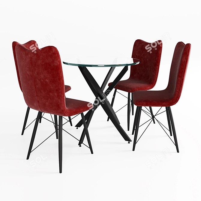 Sleek Glass Dining Table 3D model image 3