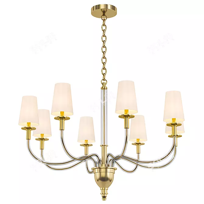 Vintage Brass Chandelier Luxe 3D model image 1