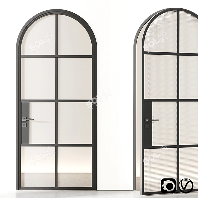 Stylish Arch Single Door 3D model image 1