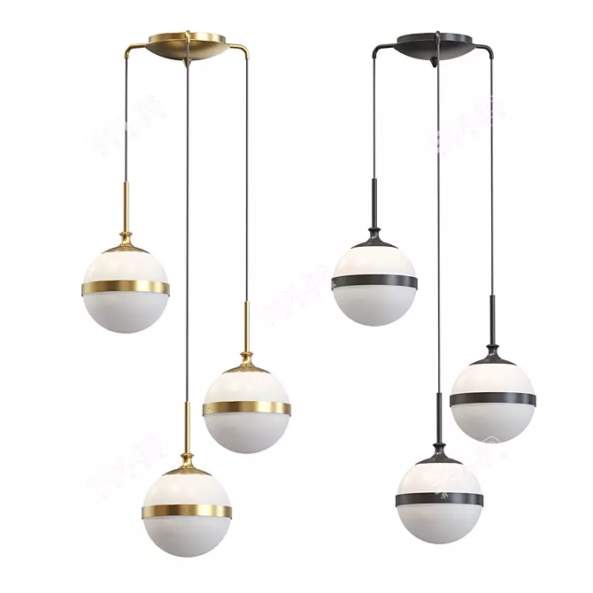 Elegant Glass Pendant Lamp 3D model image 1