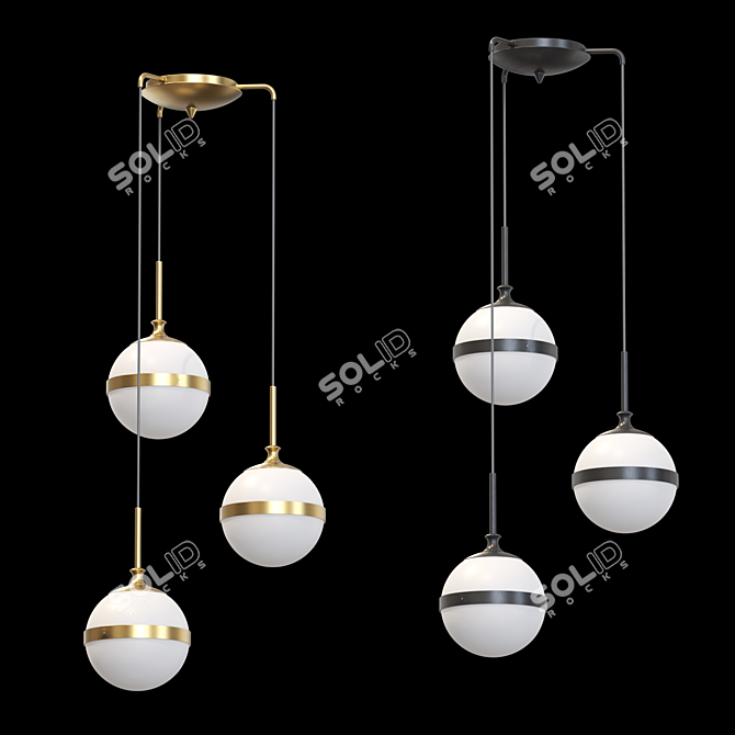 Elegant Glass Pendant Lamp 3D model image 2