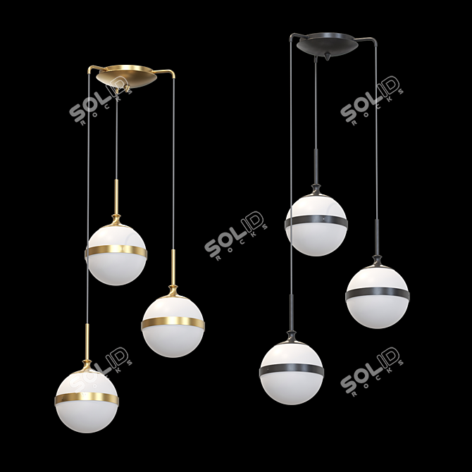 Elegant Glass Pendant Lamp 3D model image 3