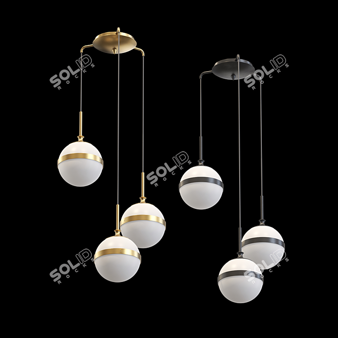 Elegant Glass Pendant Lamp 3D model image 4