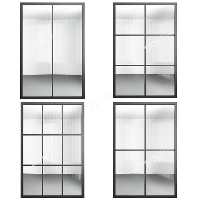 Embossed Glass Partitions Set 3D model image 1