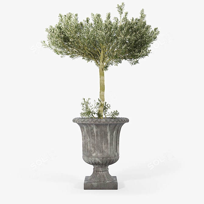 Vintage Metal Pot Planter 3D model image 2