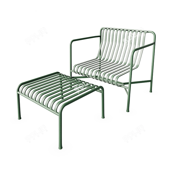 Palissade Lounge Chair Low with Ottoman 3D model image 1