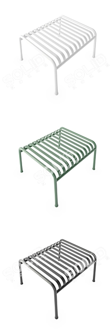 Palissade Lounge Chair Low with Ottoman 3D model image 3