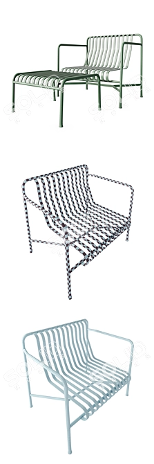 Palissade Lounge Chair Low with Ottoman 3D model image 4