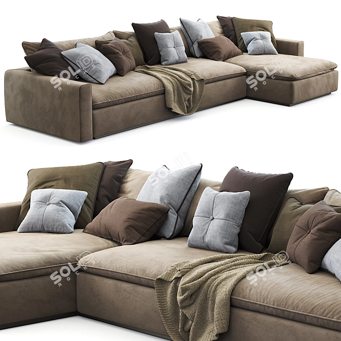 Contemporary Indera Sofa: The Perfect Weekend Retreat 3D model image 2