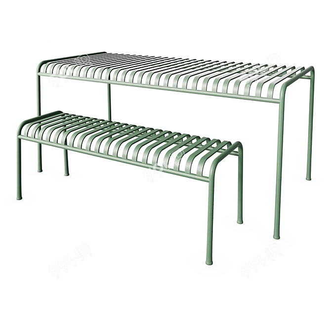 Sleek Palissade Table & Bench Set 3D model image 1