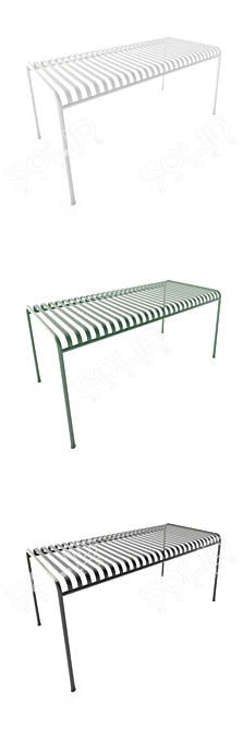 Sleek Palissade Table & Bench Set 3D model image 2