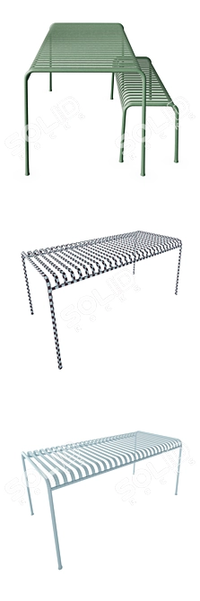 Sleek Palissade Table & Bench Set 3D model image 4