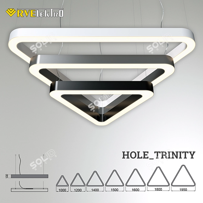 Modern LED Pendant Light: RVE-LBX-HOLE-TRINITY 3D model image 2