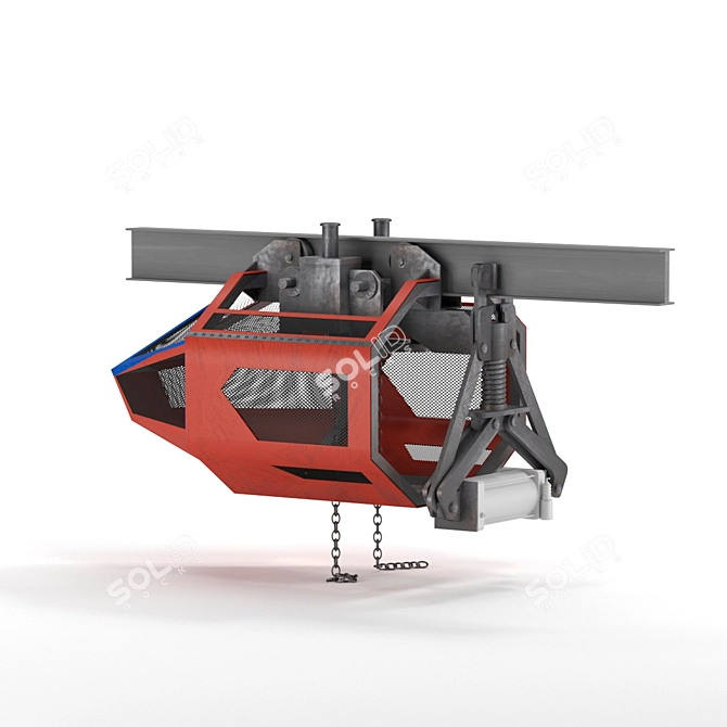 Heavy-Duty Mining Pneumatic Trolley 3D model image 2