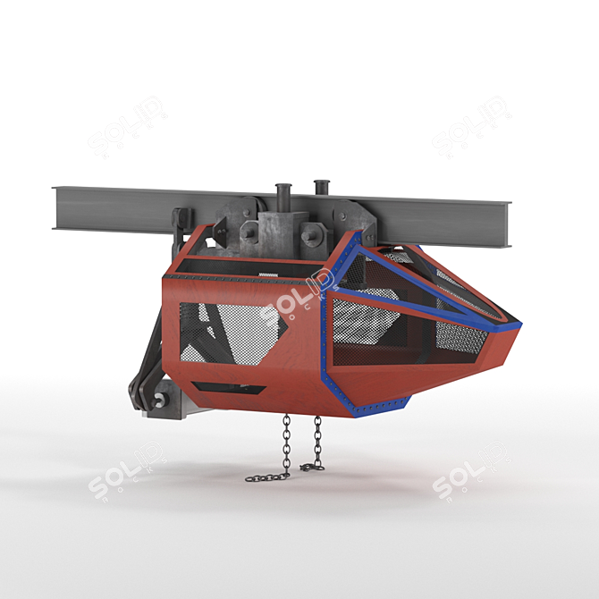 Heavy-Duty Mining Pneumatic Trolley 3D model image 3