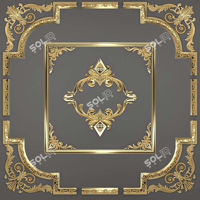 Gilded Baroque Ornament 3D model image 1