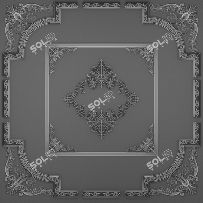 Gilded Baroque Ornament 3D model image 2