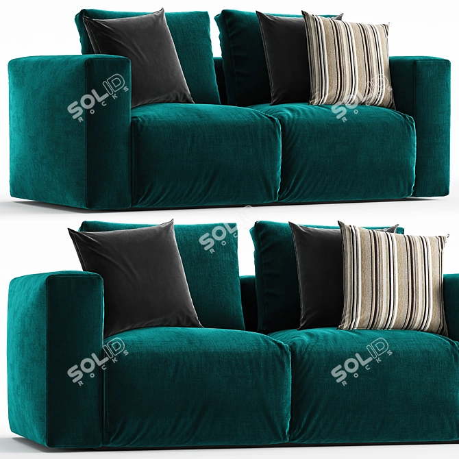 Zanotta Gamma 2-Seater Sofa: Sleek and Comfortable 3D model image 1