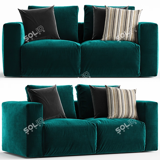 Zanotta Gamma 2-Seater Sofa: Sleek and Comfortable 3D model image 2