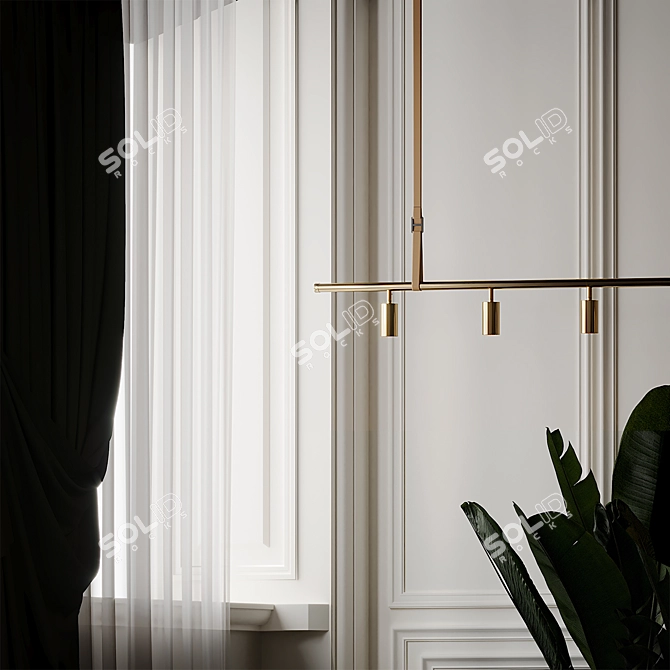 Sleek Brass Pendant: Long John 3D model image 5
