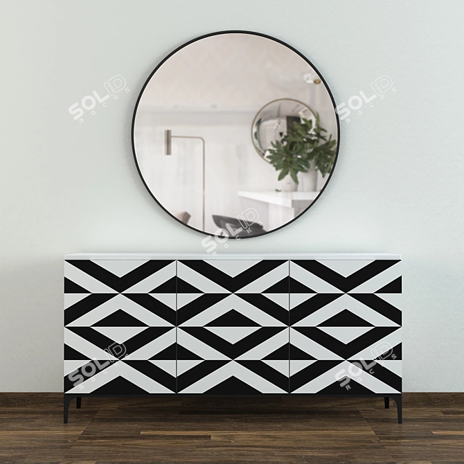 Sleek Mirrored Console Table 3D model image 1