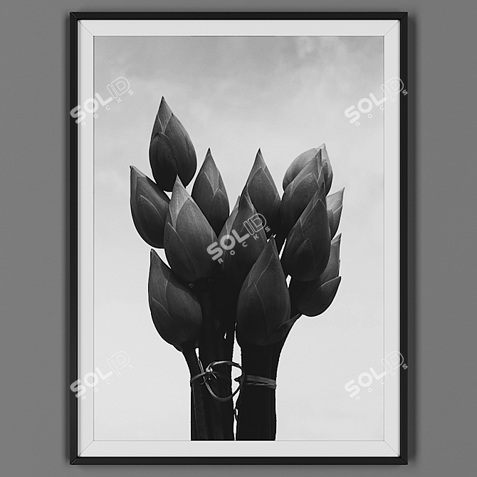 Elegant Black Picture Frame 3D model image 1