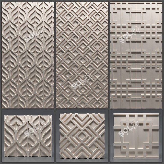 Seamless Gypsum 3D Panel Set 3D model image 1