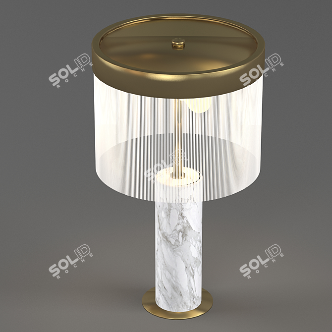 Elegant Marble and Brass Table Lamp 3D model image 2