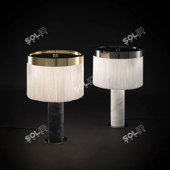 Elegant Marble and Brass Table Lamp 3D model image 3