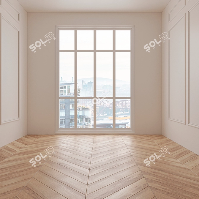 Vintage Hickory Parquet Flooring 3D model image 2