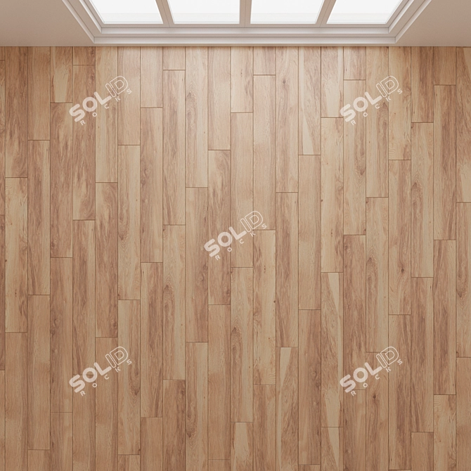 Vintage Hickory Parquet Flooring 3D model image 4