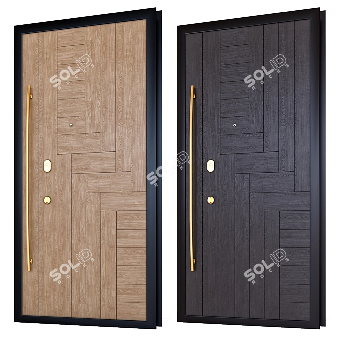 100cm Wooden Exterior Door 3D model image 2