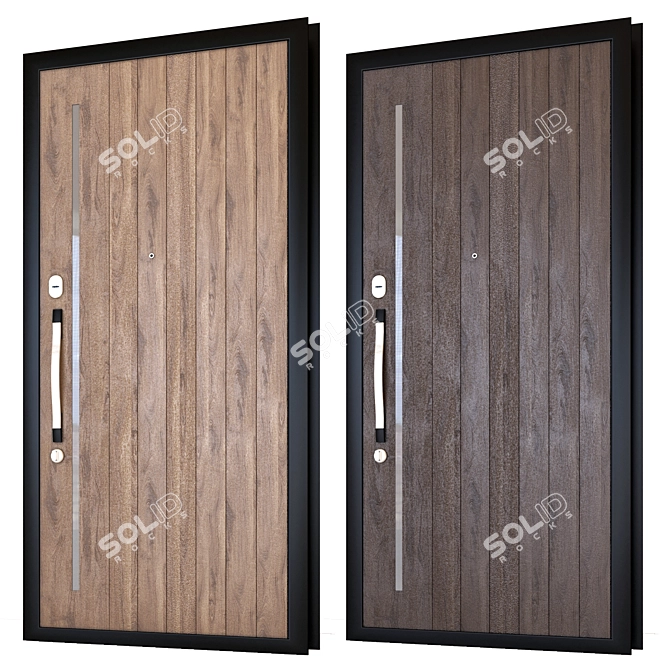 Solid Wood Exterior Door 3D model image 2